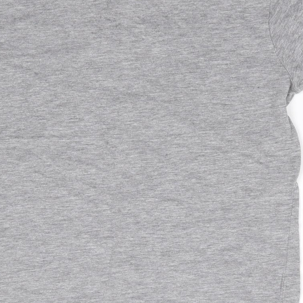 name it Boys Grey  Cotton Jersey T-Shirt Size 7-8 Years V-Neck Pullover