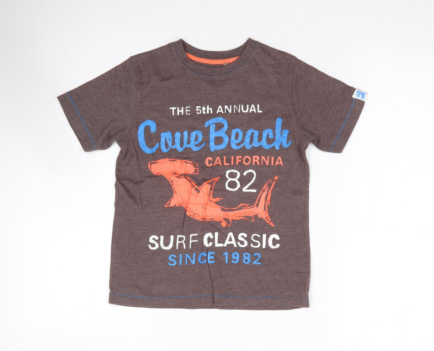 NEXT Boys Brown  Polyester Jersey T-Shirt Size 6 Years Crew Neck Pullover - Shark