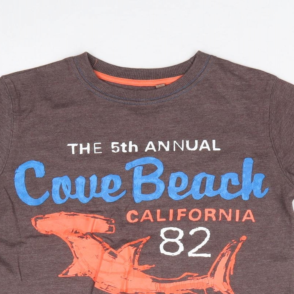 NEXT Boys Brown  Polyester Jersey T-Shirt Size 6 Years Crew Neck Pullover - Shark