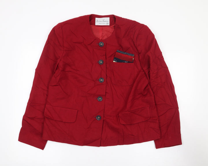 Vivienne Laurence Womens Red Jacket Size 14 Button