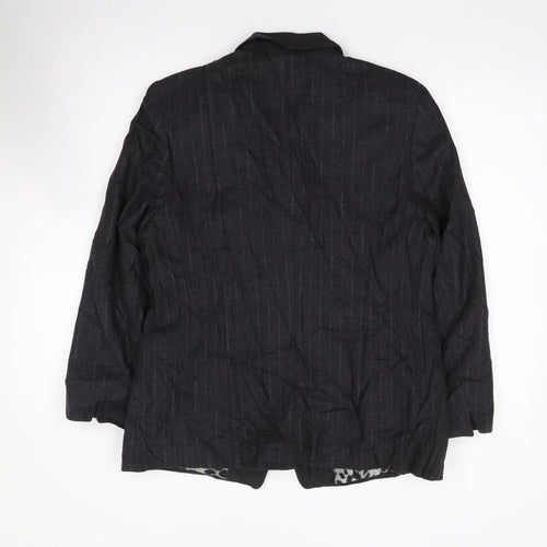 Hucke Woman Womens Grey Striped Wool Jacket Suit Jacket Size 14