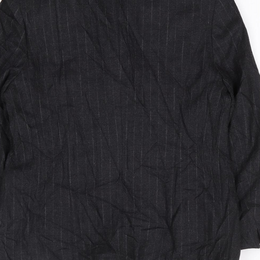 Hucke Woman Womens Grey Striped Wool Jacket Suit Jacket Size 14