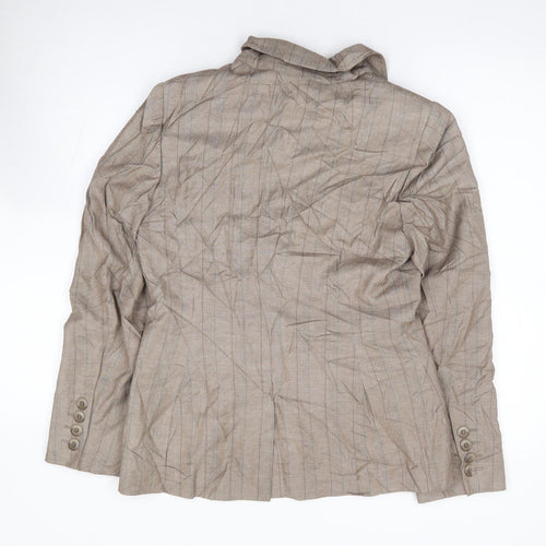 NEXT Womens Beige Striped Polyester Jacket Suit Jacket Size 10