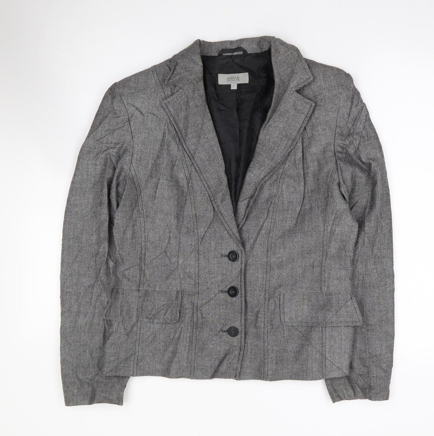 Marks and Spencer Womens Grey  Polyester Jacket Suit Jacket Size 12