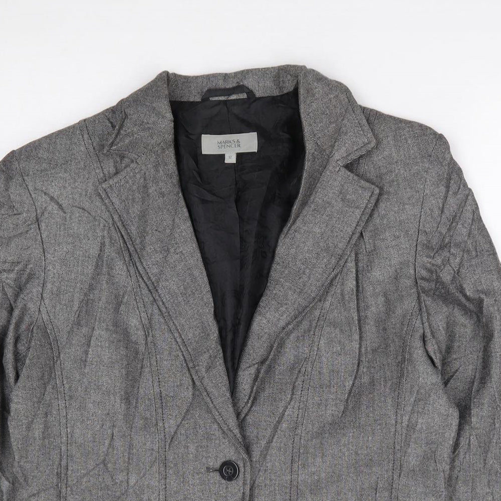 Marks and Spencer Womens Grey  Polyester Jacket Suit Jacket Size 12