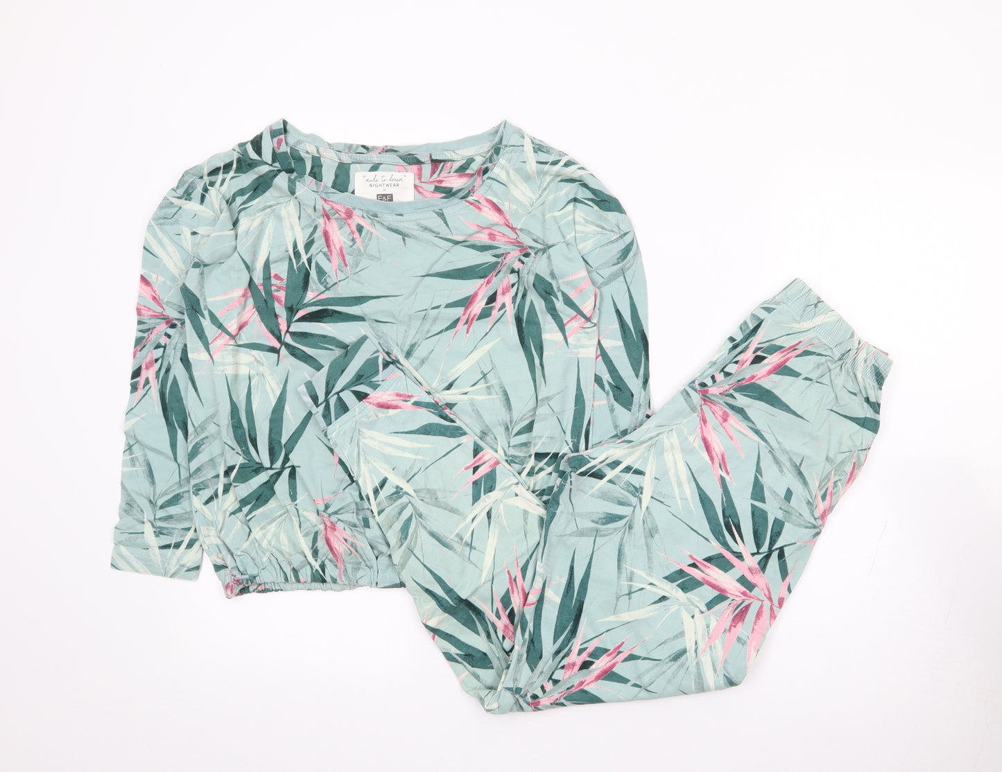 F&F Womens Multicoloured Floral 100% Cotton Top Pyjama Set Size 6