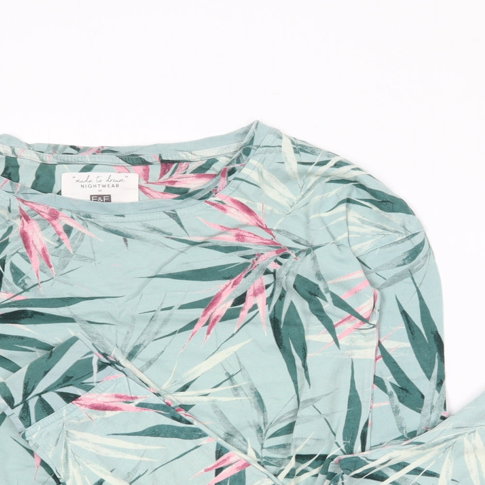 F&F Womens Multicoloured Floral 100% Cotton Top Pyjama Set Size 6