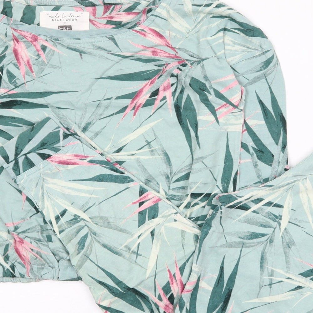 F&F Womens Multicoloured Floral 100% Cotton Top Pyjama Set Size 6