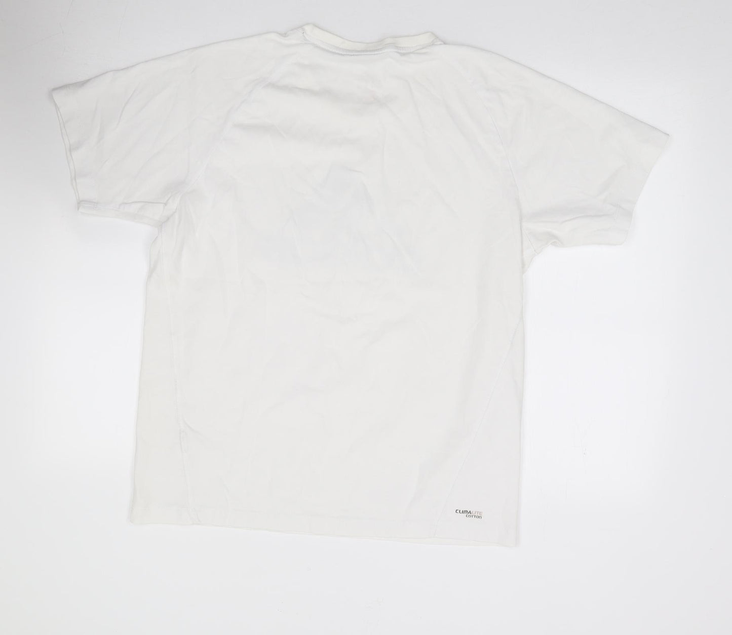 Adidas  Mens Ivory  Polyester  T-Shirt Size L Crew Neck