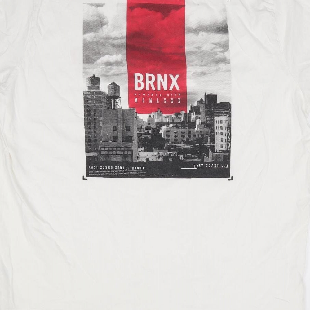 Matalan Mens Ivory  Cotton  T-Shirt Size XL Crew Neck