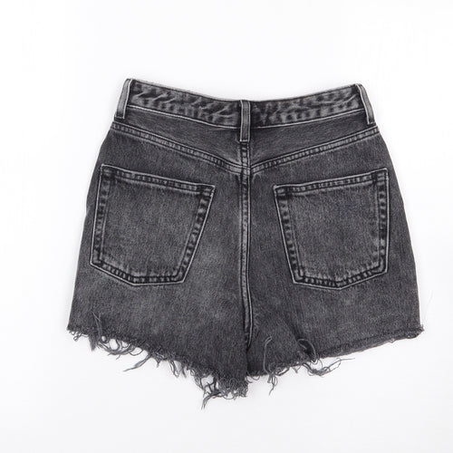 Topshop Womens Black  Cotton Mom Shorts Size 6 L4 in Regular Zip