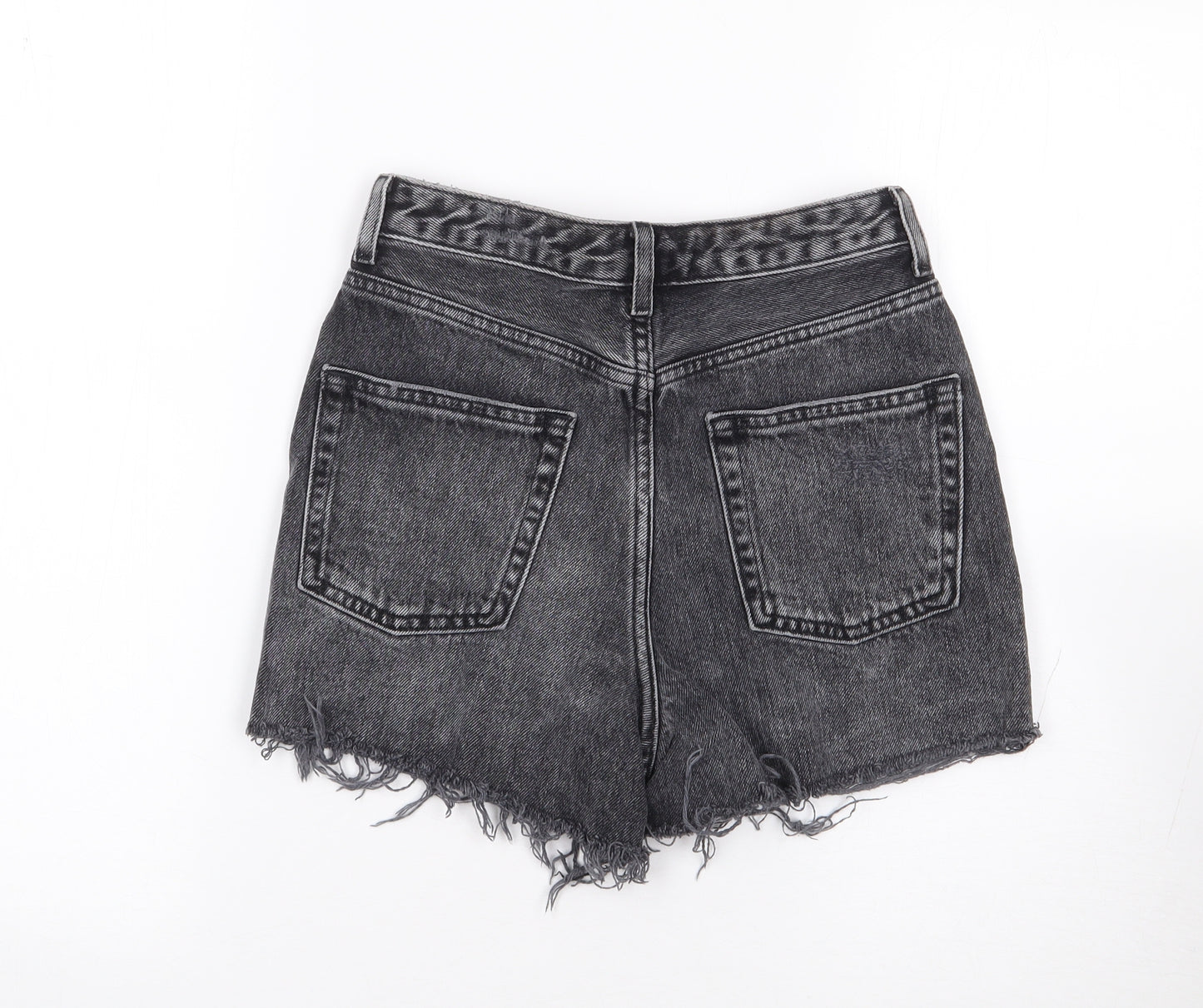 Topshop Womens Black  Cotton Mom Shorts Size 6 L4 in Regular Zip