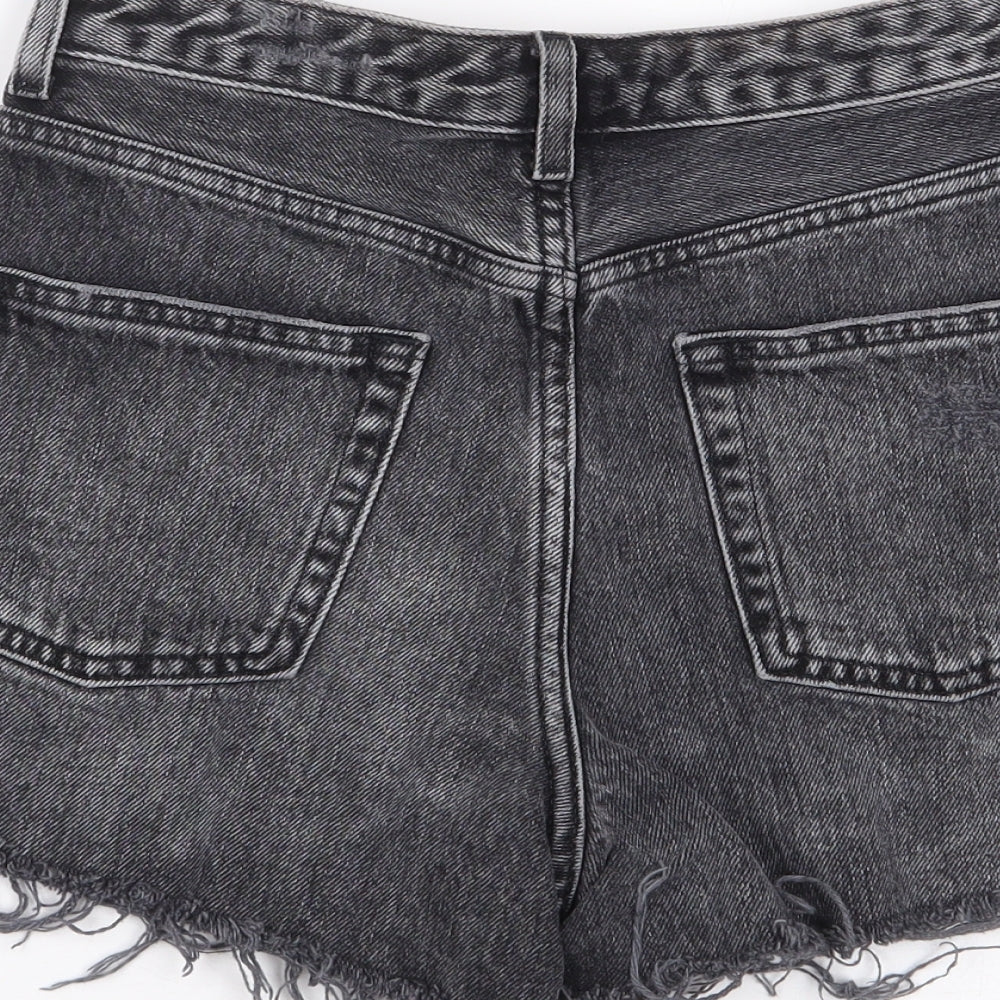 Topshop Womens Black  Cotton Mom Shorts Size 6 L4 in Regular Zip