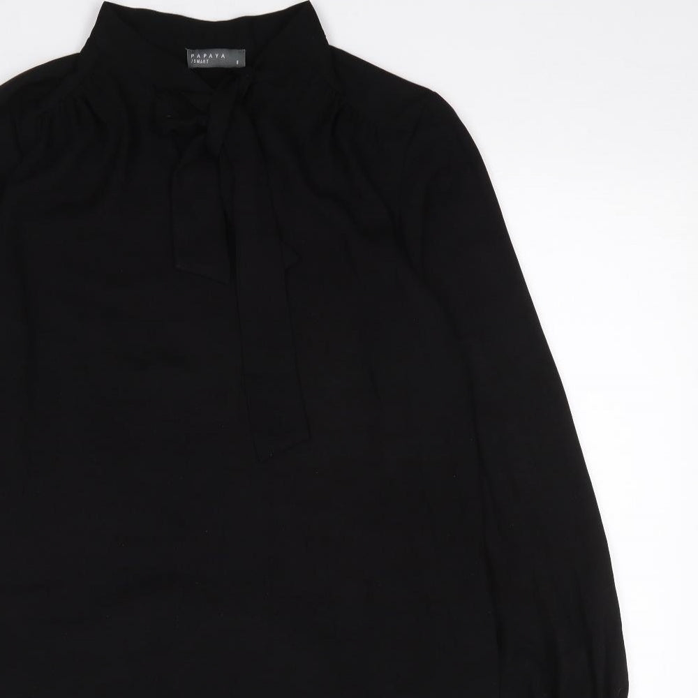 Papaya Womens Black  Polyester Shift  Size 8  V-Neck Pullover