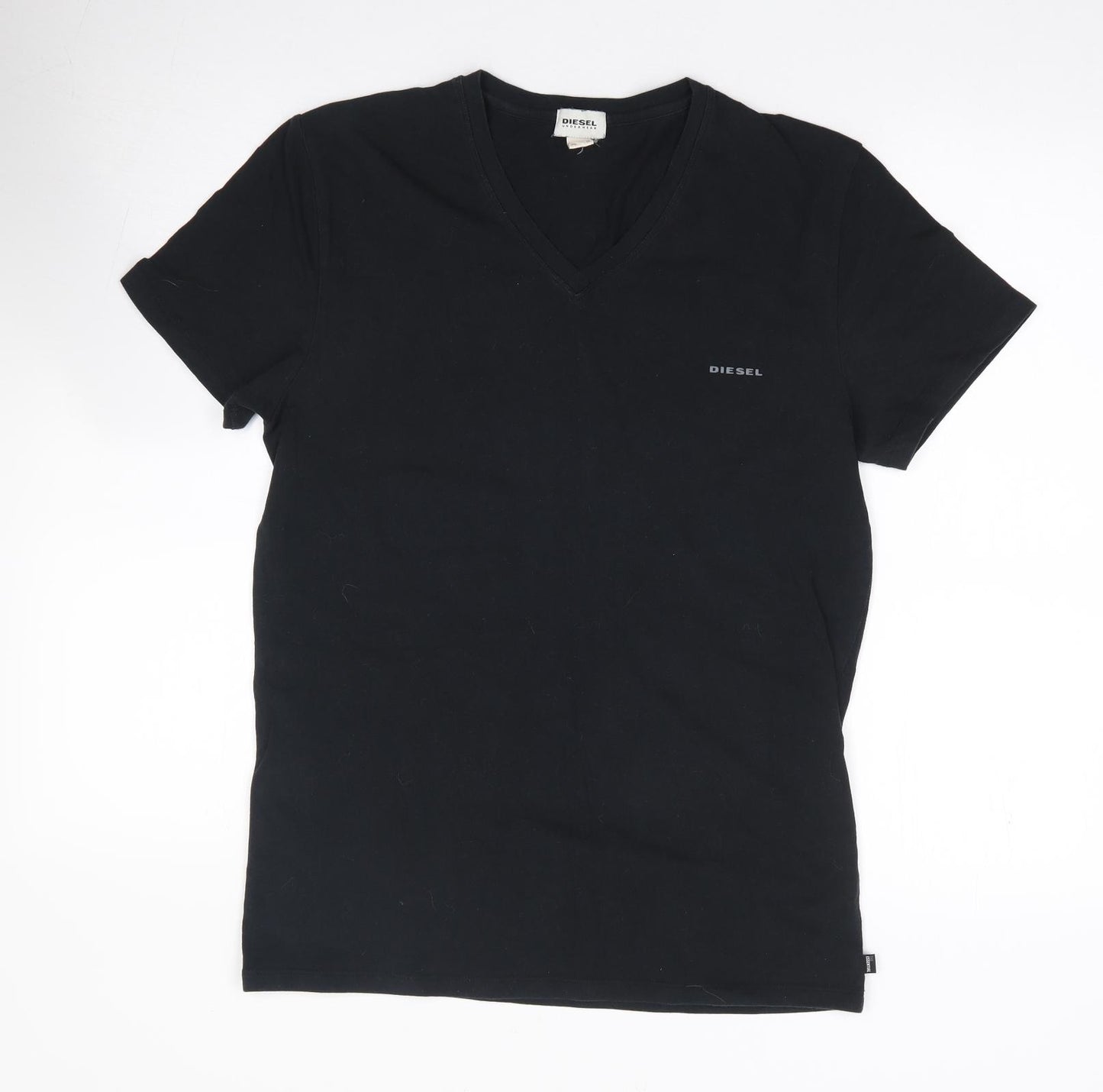 Diesel Womens Black  Polyester Jersey T-Shirt Size M V-Neck