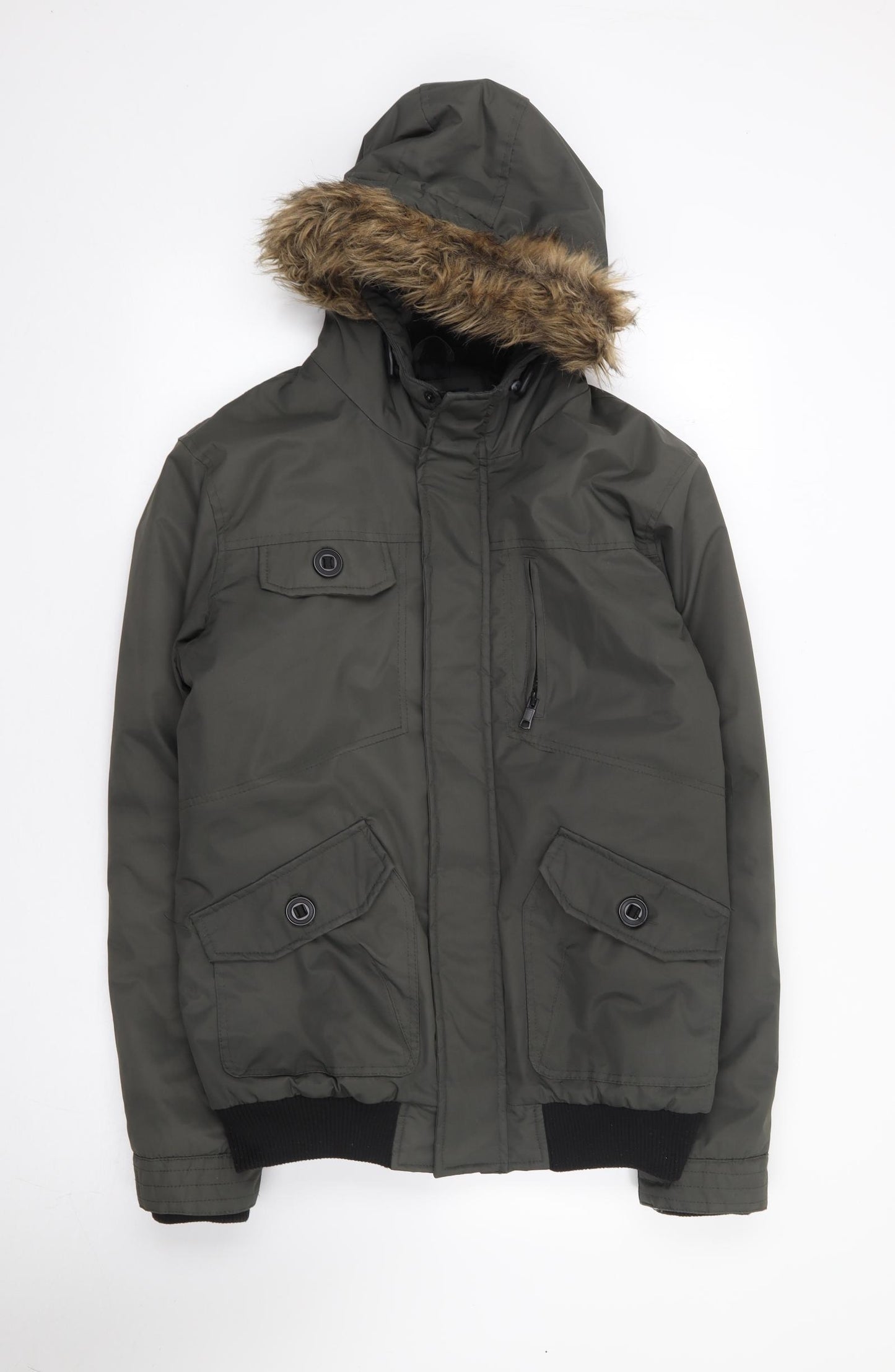 Blue Inc Mens Green   Parka Coat Size M  Zip
