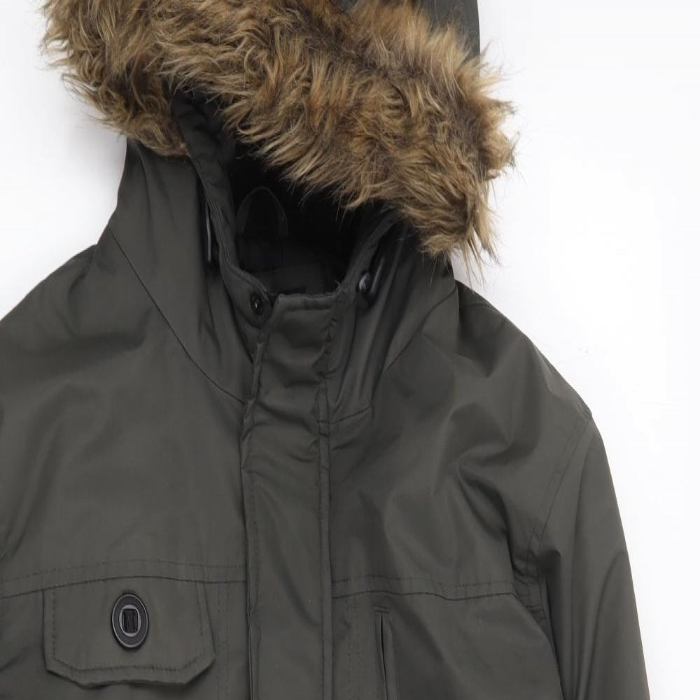 Blue Inc Mens Green   Parka Coat Size M  Zip