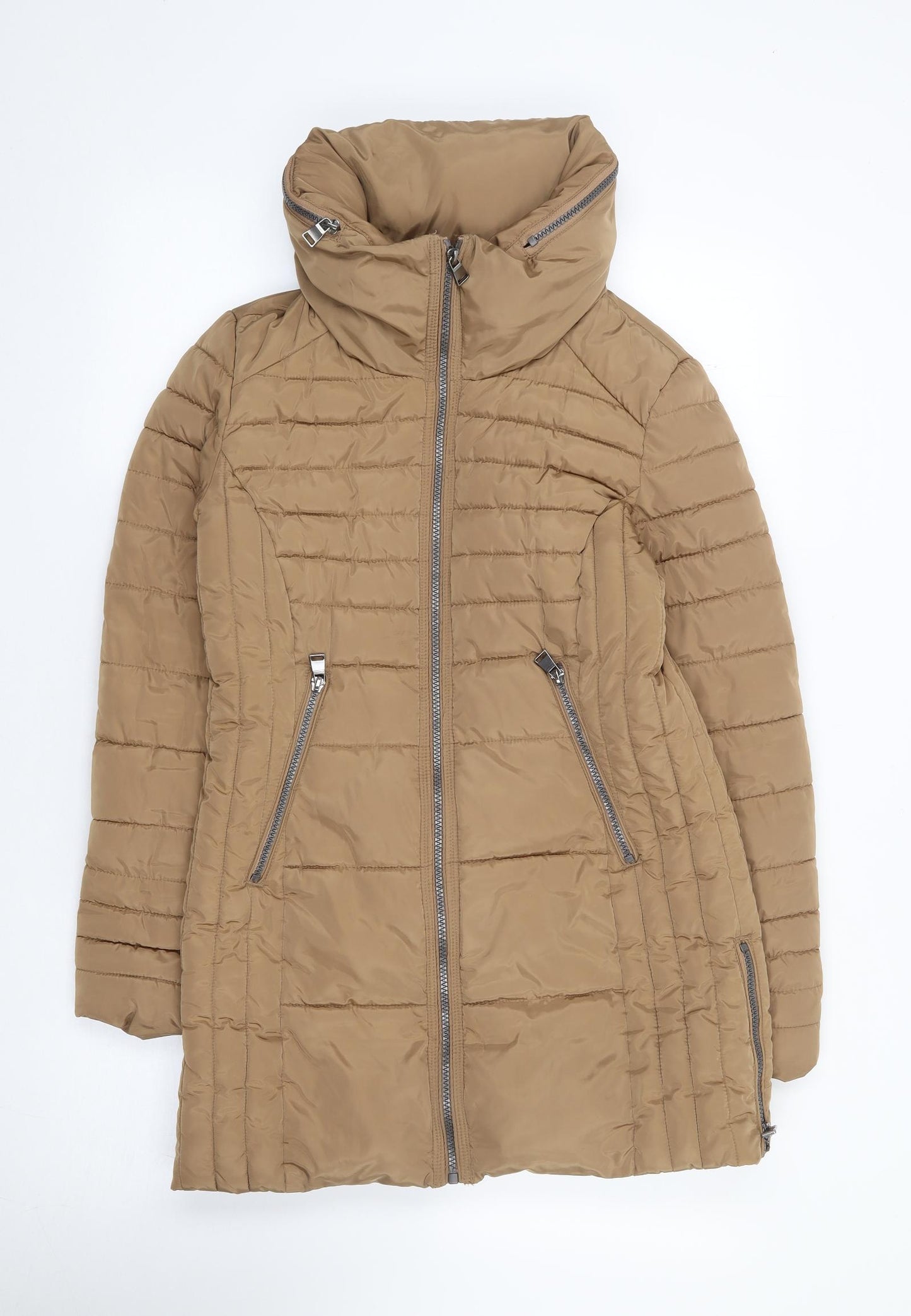 NEXT Womens Brown   Quilted Coat Size 10  Zip