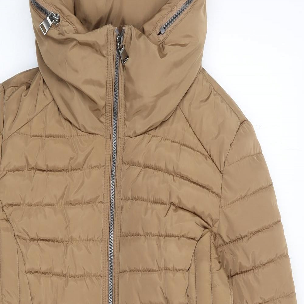 NEXT Womens Brown   Quilted Coat Size 10  Zip