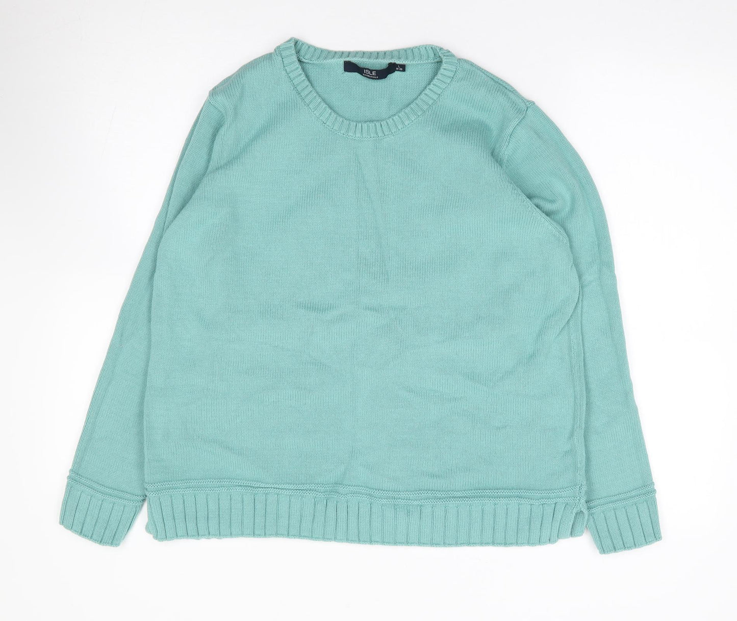 Edinburgh Woolen Mill Womens Green Round Neck  100% Cotton Pullover Jumper Size L