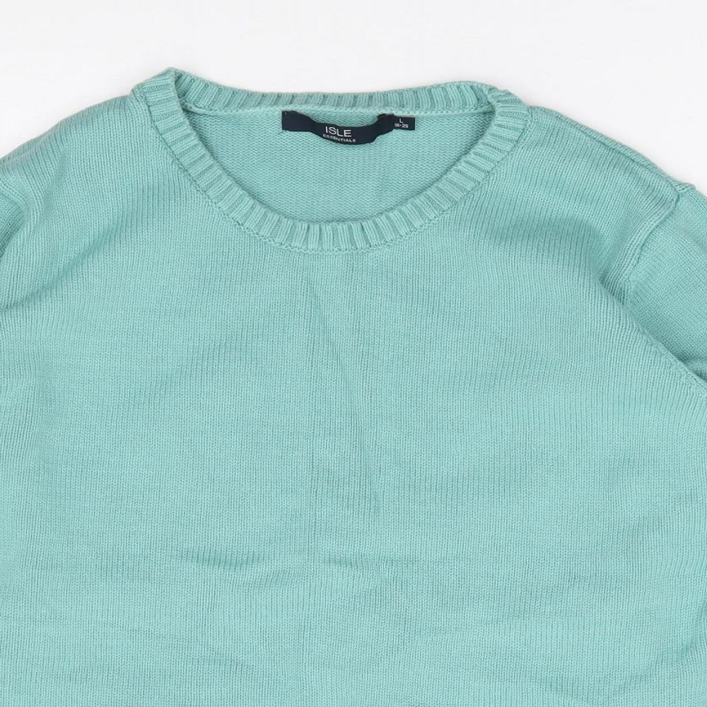 Edinburgh Woolen Mill Womens Green Round Neck  100% Cotton Pullover Jumper Size L