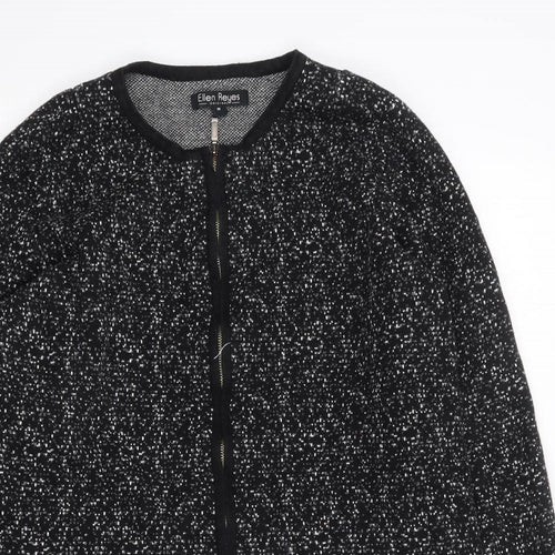 Ellen Reyes Womens Black Crew Neck  Cotton Full Zip Jumper Size M
