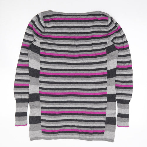 Marks and Spencer Womens Multicoloured Boat Neck Striped Polyamide Tunic Jumper Size 14