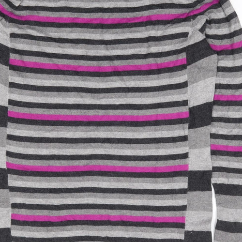 Marks and Spencer Womens Multicoloured Boat Neck Striped Polyamide Tunic Jumper Size 14