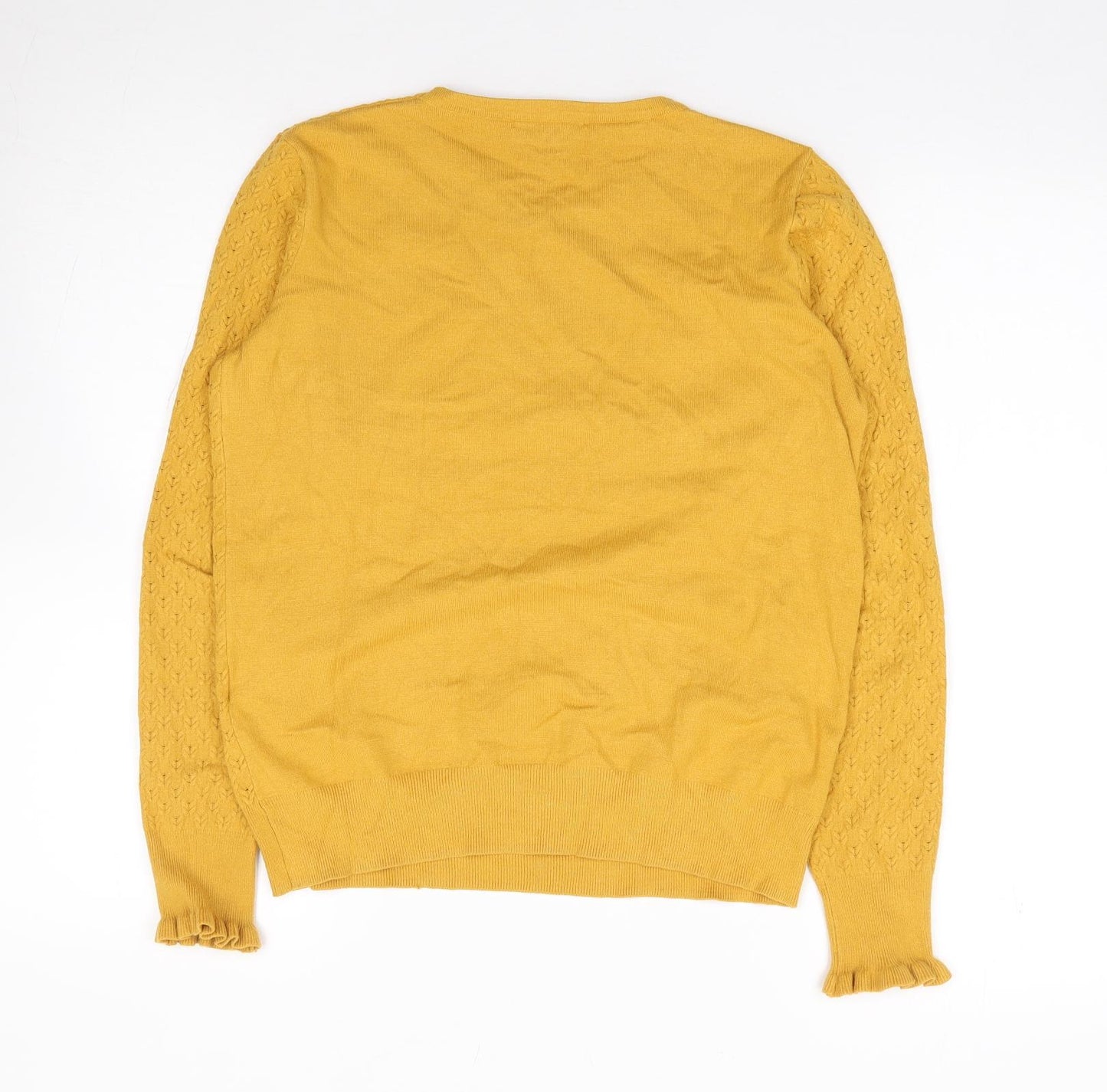 Warehouse Womens Yellow Round Neck  Viscose Pullover Jumper Size 12