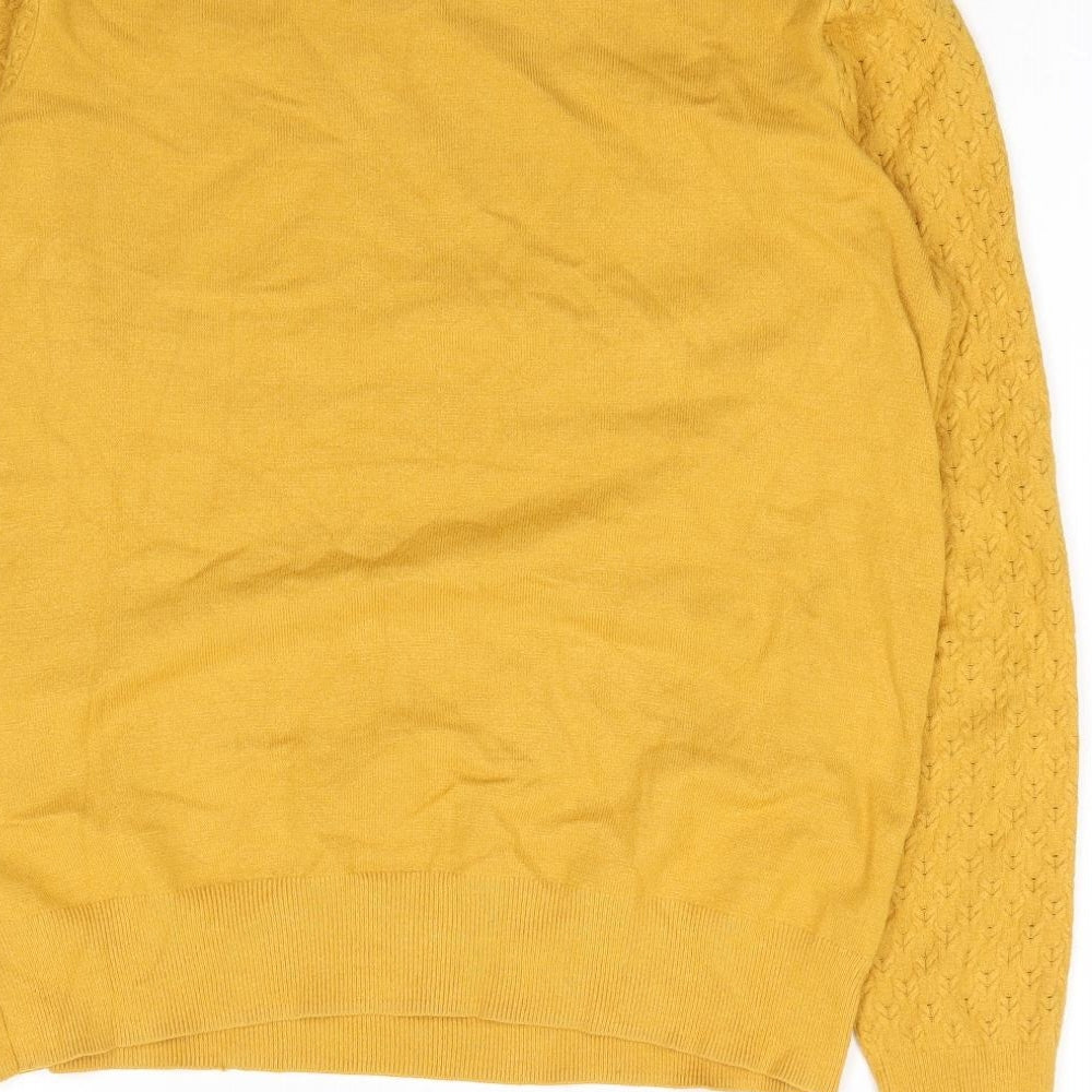Warehouse Womens Yellow Round Neck  Viscose Pullover Jumper Size 12