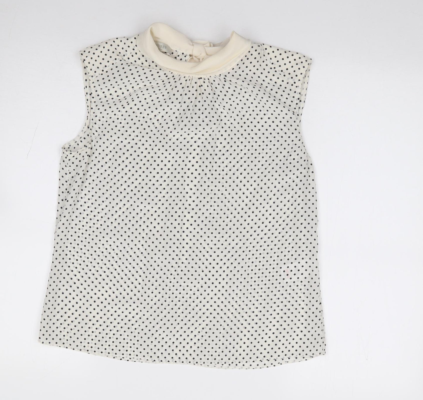 Hobbs Womens Ivory Polka Dot Silk Jersey Blouse Size 12 High Neck