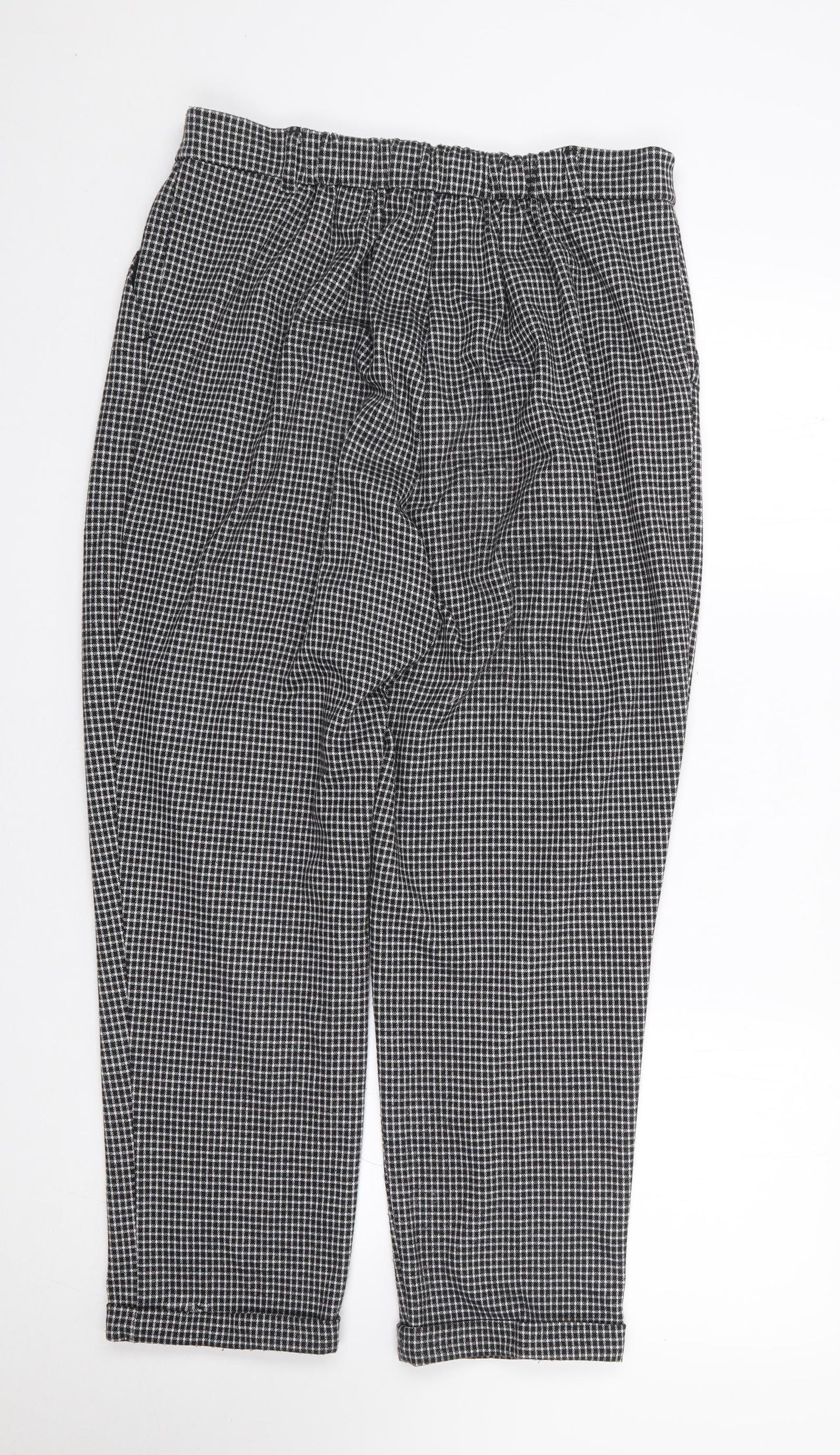 New Look  Womens Black Check Polyester Trousers  Size 14 L28 in Regular Zip