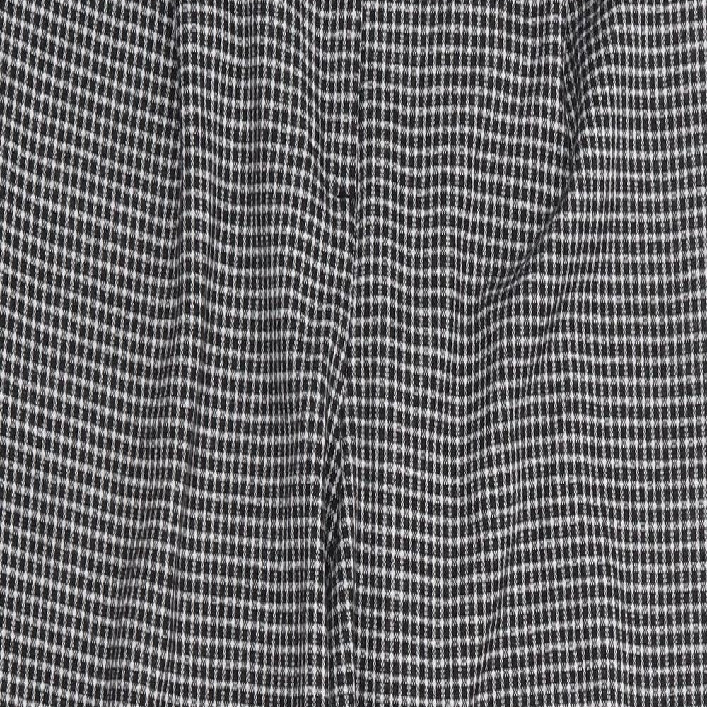 New Look  Womens Black Check Polyester Trousers  Size 14 L28 in Regular Zip