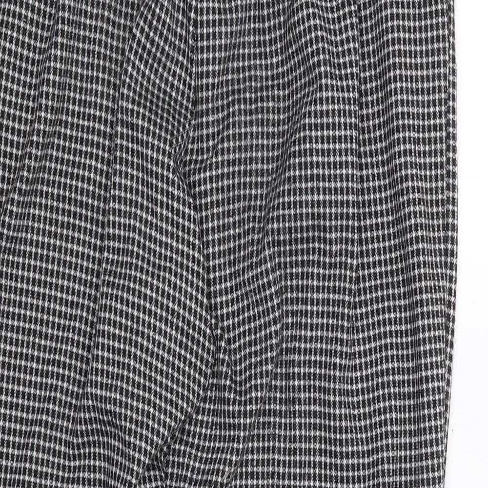 New Look  Womens Black Check Polyester Trousers  Size 14 L28 in Regular Zip