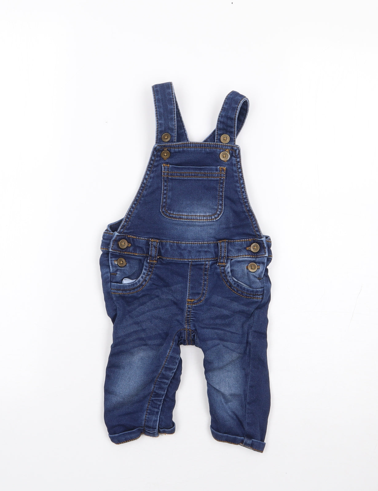 F&F Boys Blue  Cotton Dungaree One-Piece Size 3-6 Months  Pullover