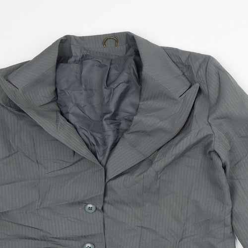 Made United Womens Green Striped  Jacket Blazer Size 12