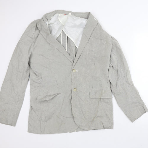 Preworn Womens Beige Striped  Jacket Blazer Size L