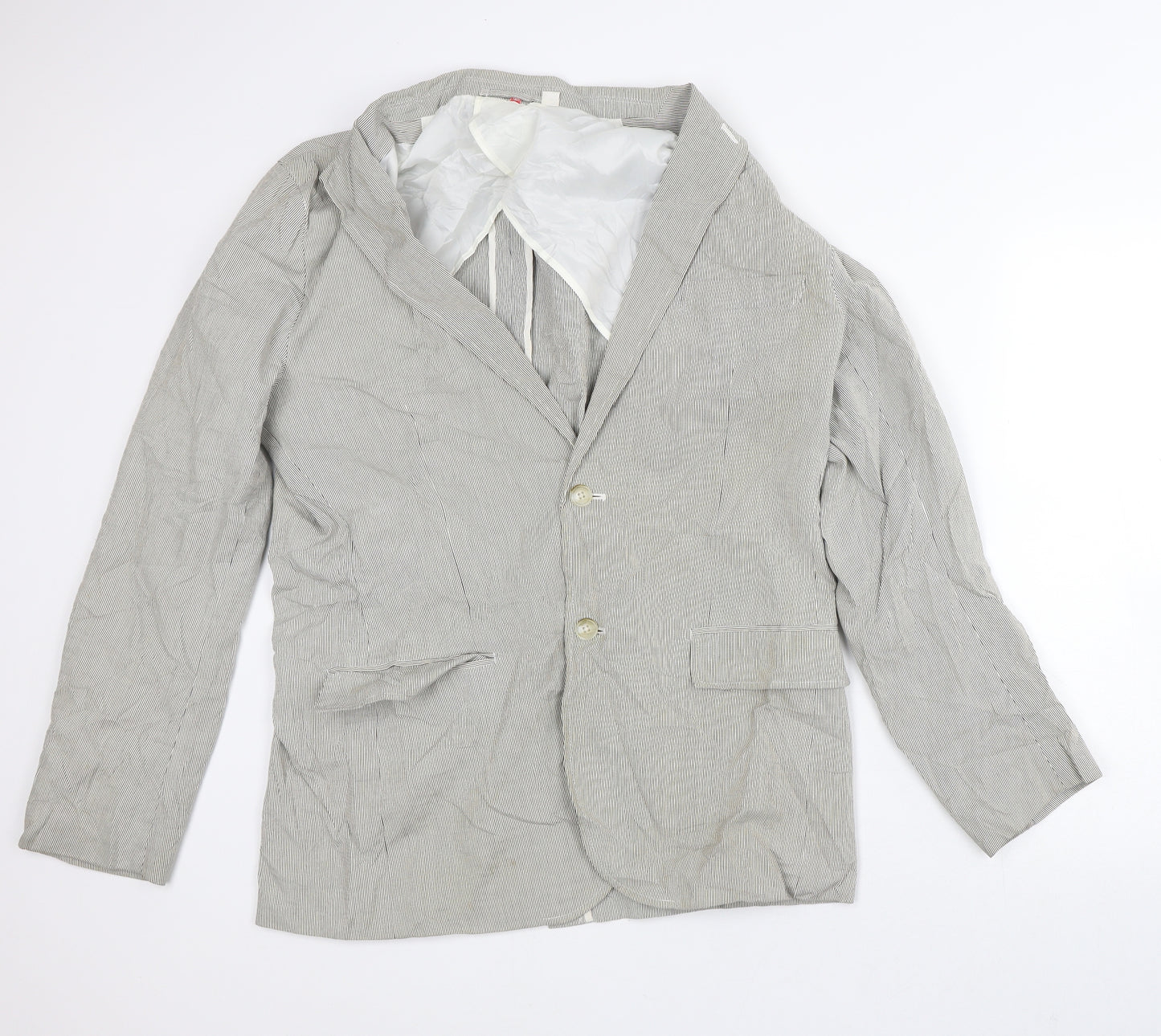 Preworn Womens Beige Striped  Jacket Blazer Size L