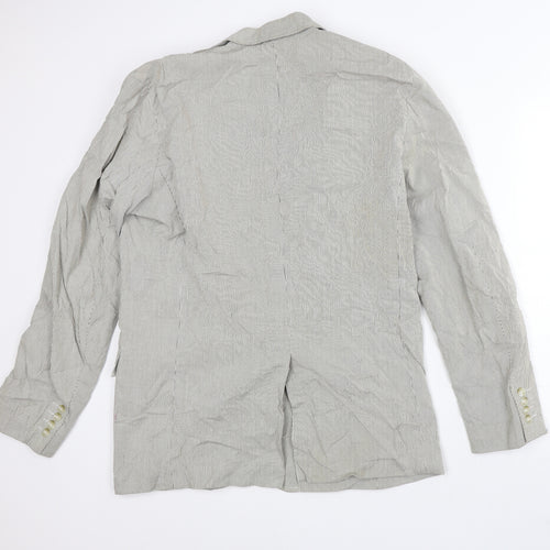 Preworn Womens Beige Striped  Jacket Blazer Size L