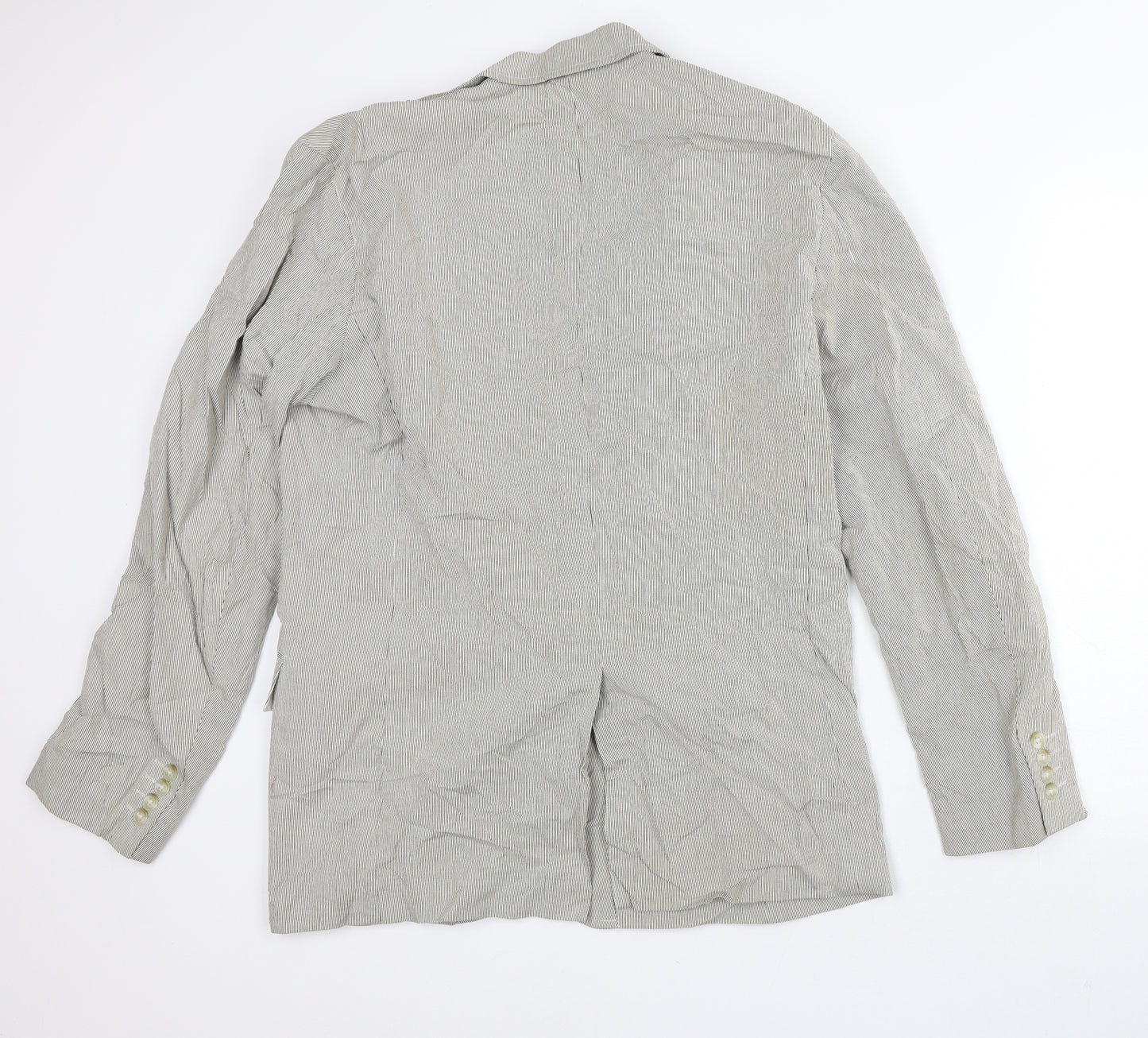 Preworn Womens Beige Striped  Jacket Blazer Size L