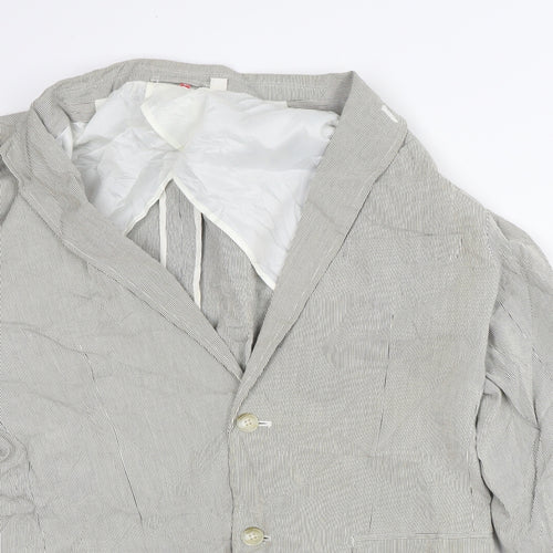 Preworn Womens Beige Striped  Jacket Blazer Size L