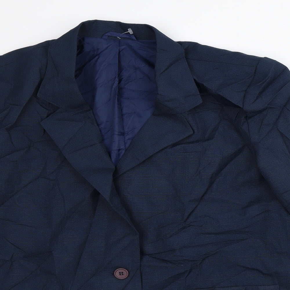 Preworn Womens Blue Check  Jacket Blazer Size 12