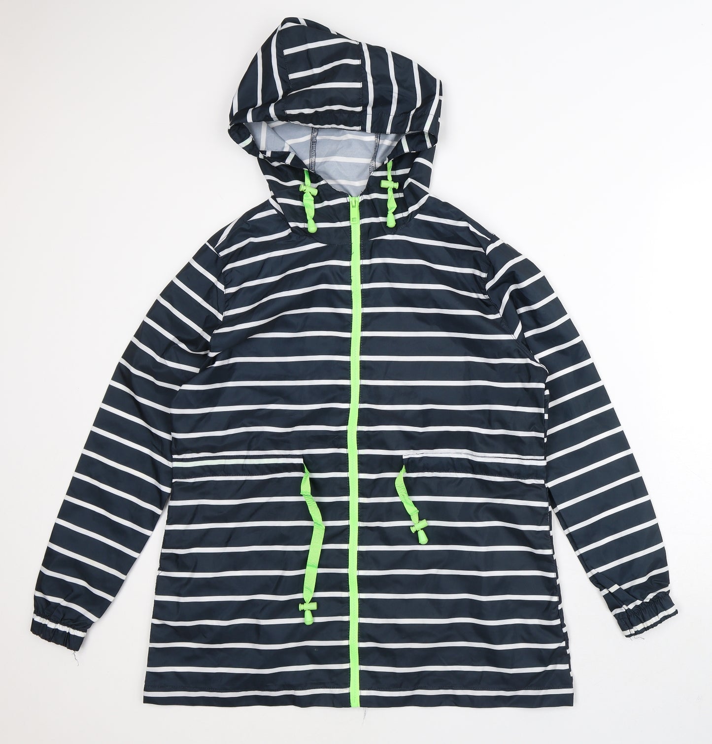 Brave Soul Womens Black Striped  Rain Coat Coat Size 8