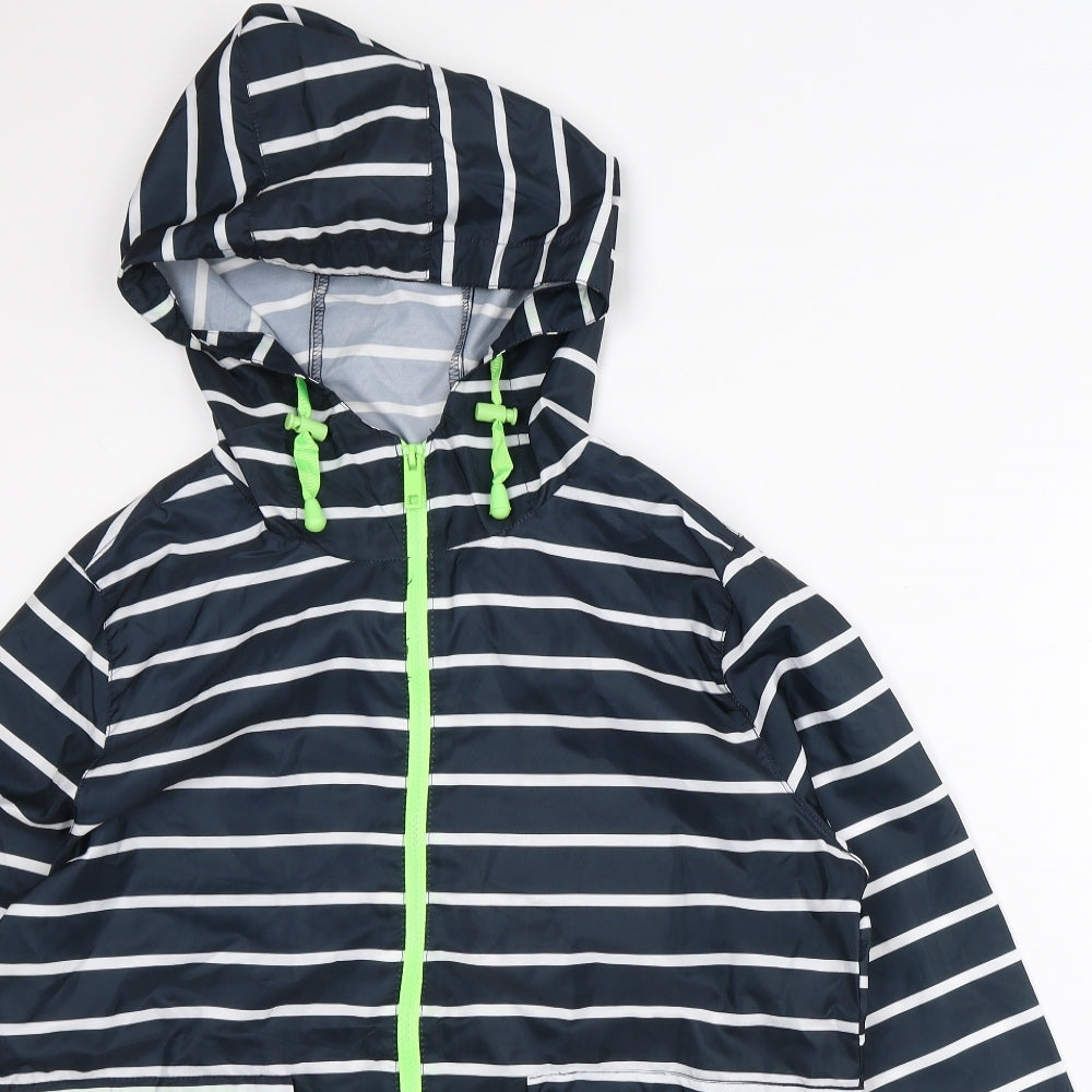 Brave Soul Womens Black Striped  Rain Coat Coat Size 8