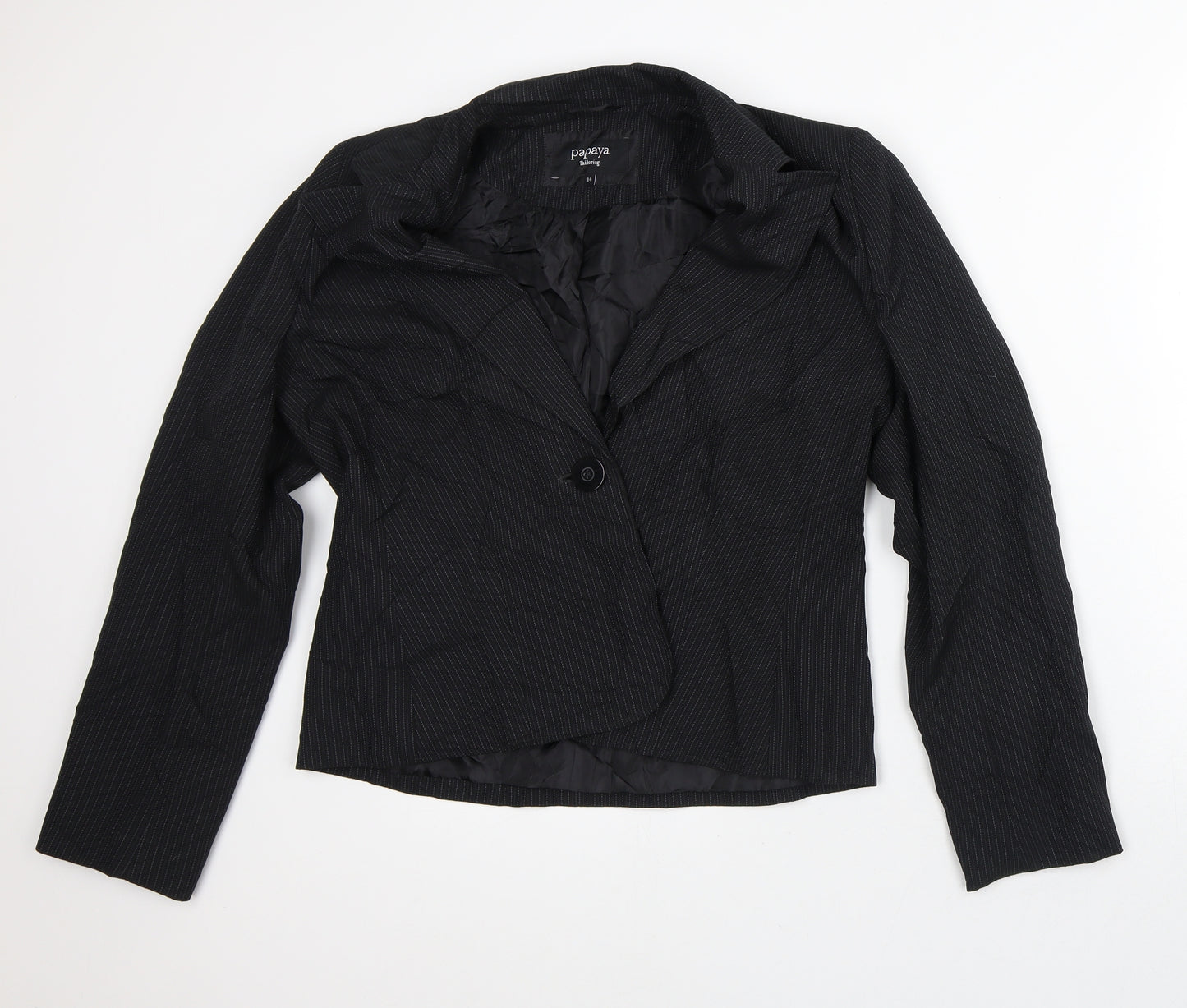 Papaya Womens Black Striped  Jacket Blazer Size 14