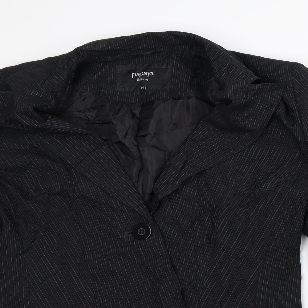 Papaya Womens Black Striped  Jacket Blazer Size 14