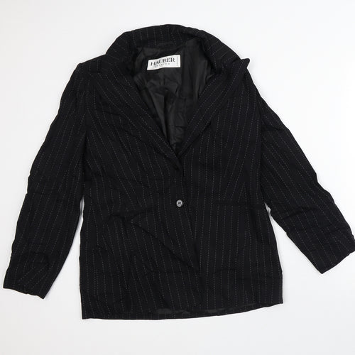 Hauber Womens Black Striped  Jacket Blazer Size 12
