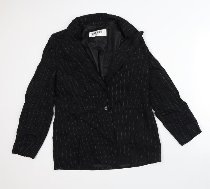 Hauber Womens Black Striped  Jacket Blazer Size 12