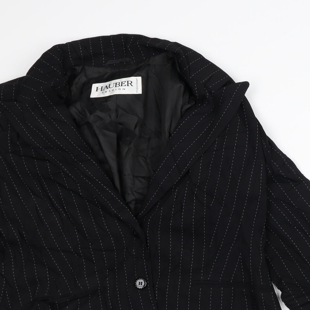 Hauber Womens Black Striped  Jacket Blazer Size 12