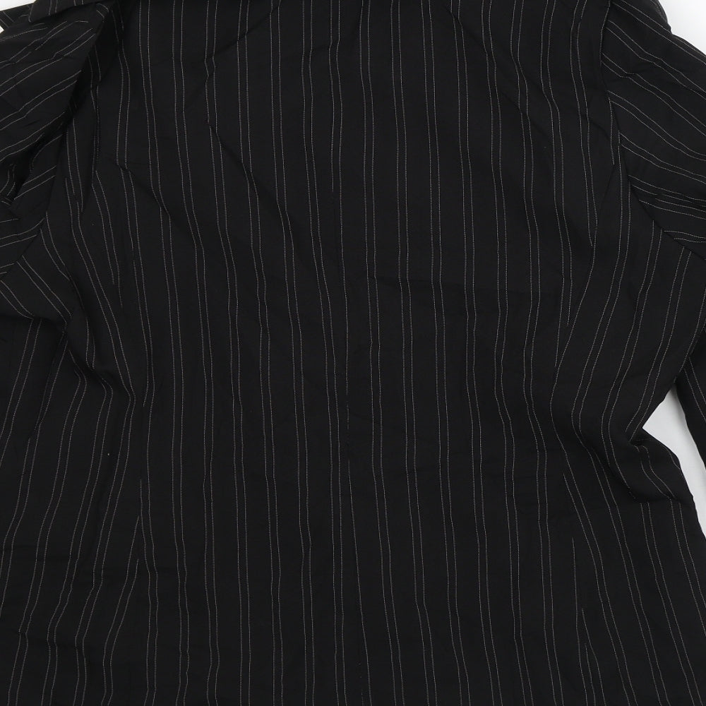 AMARANTO Womens Black Striped  Jacket Blazer Size 18